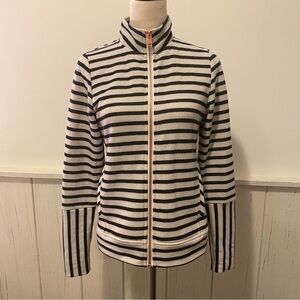 Chaser Small Striped Black White Zip Up Sweatshirt